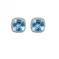 Photo de Sterling Silver 925 earrings Blue Topaz 8x8