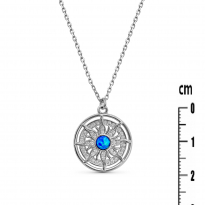 Photo of Sterling Silver 925 Necklace, rhodium plating Opal blue