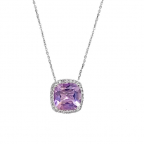 Photo of Sterling Silver 925 Neclace Amethyst cushion cut 9x9mm