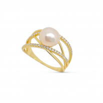 Photo de Gold Filled 18kt Ring Pearl of culture Cream 