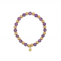 Photo de Gold Filled 18kt Bracelet 17.5cm Amethyst 6mm natural stone 6mm