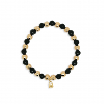 Photo of Gold Filled Bead Bracelet ONYX 6mm 17.5cm