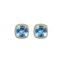 Photo of Gold Filled 18kt Earrings Topaz Blue 8x8mm