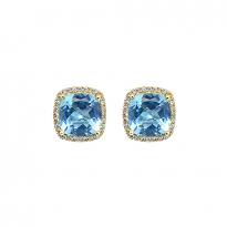 Photo de Gold Filled 18kt Earrings Topaz Blue 8x8mm